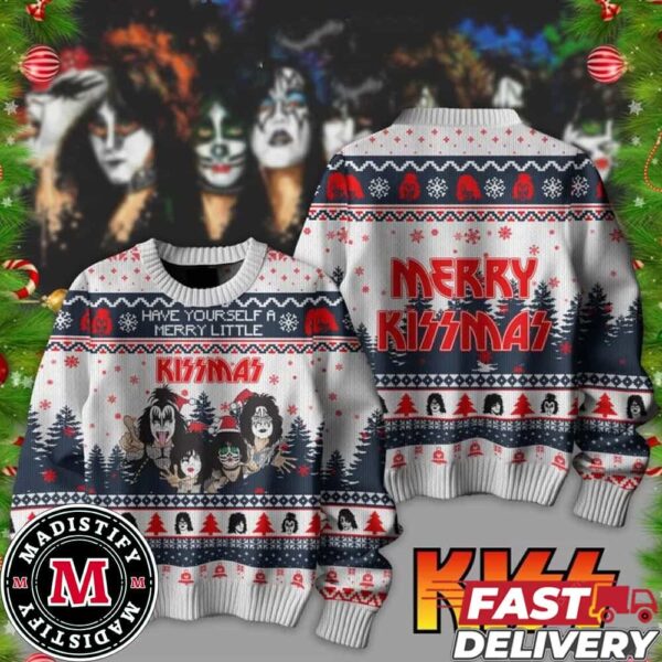 Kiss Band Have Yourself A Merry Little Kissmas Merry Christmas Ugly Sweater Fan Gifts 2024