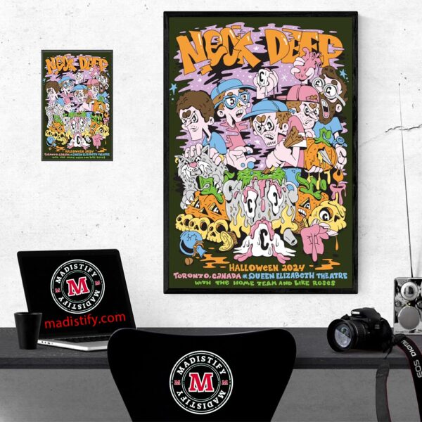 Neck Deep Halloween 2024 North America Tour In Toronto Canada At Queen Elizabeth Theatre With The Home Team And Like Roses Home Decor Poster Canvas