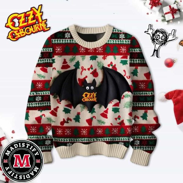 Ozzy Osbourne Being A Bat Christmas Ugly Sweater Fan Gifts 2024