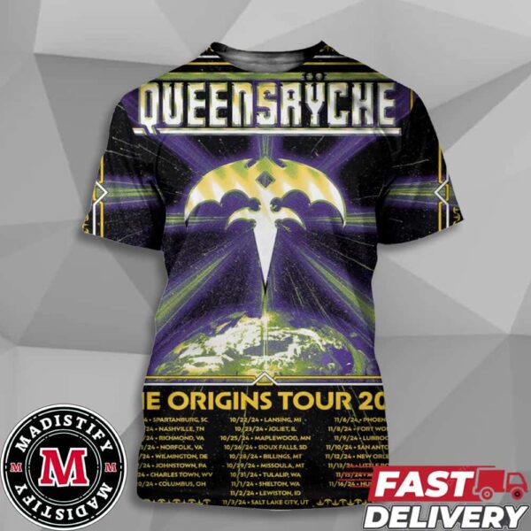 Queensryche The Origins Tour 2024 Merch Poster Tour Dates Start On October All Over Print Unisex Tee Shirt