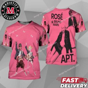 Rose And Bruno Mars APT Single Release On October 2024 Fan Gifts All Over Print T-Shirt Two Sides