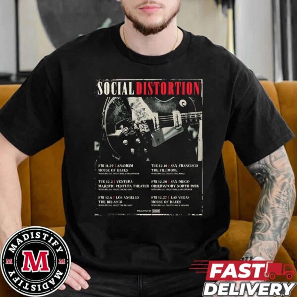 Social Distortion Tour List 2024 Fan Gifts Essentials Tee Shirt