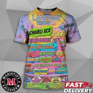 The Laneway Festival 2025 Full Lineup With Charli XCX x Clairo x Beabadoobee And Festival Dates List Essentials Unisex All Over Print T-Shirt