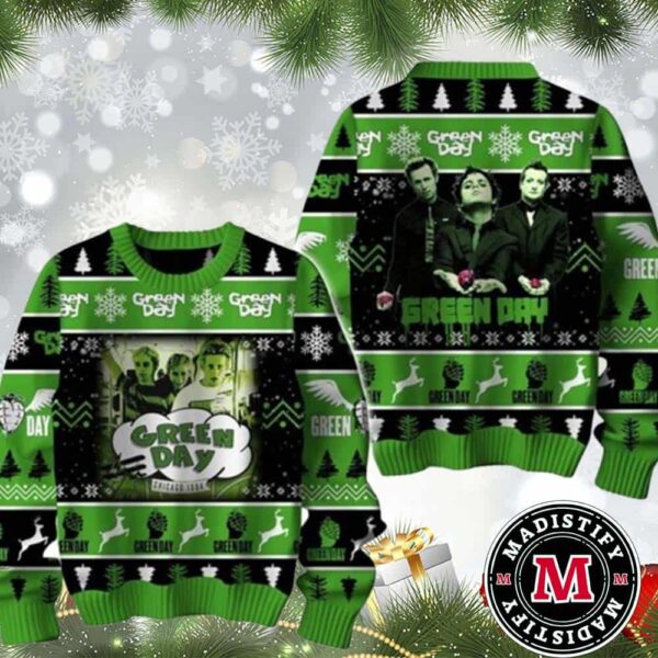 Christmas Sweater Chirstmas Gifts 2024 Xmas For Family And Friends Ugly Sweater Green Day Chicago 1994 Enjoying Christmas Time Ugly Sweater