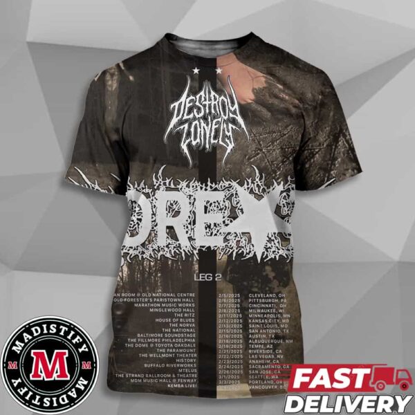 Destroylonely Forever Tour List 2025 Leg 2 In US All Over Print T-Shirt