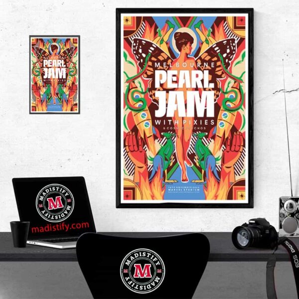 Pearl Jam Merch In Melbourne Spencer Outlet Centre With Pixies On Nov 15th 2024 Event Poster Show At Marvel Stadium By Justine Mcallister Home Decor Poster Canvas