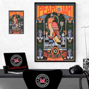 Pearl Jam With Pixies And Liam Finn Merch Poster For Show In Auckland NZ On November 10th 2024 At Go Media Stadium MT Smart Art By Florian Schommer Home Decor Poster Canvas