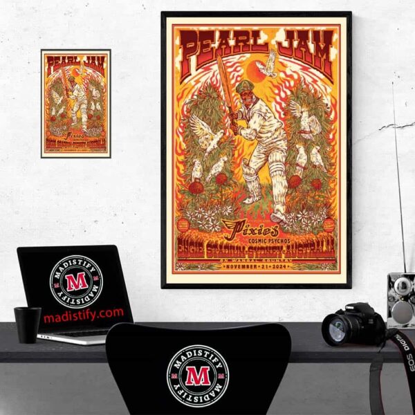 Pearl Jam With Pixies Cosmic Psychos On Nov 21st 2024 Event Poster At Engie Stadium Sydney Australia By Ben Brown Home Decor Poster Canvas