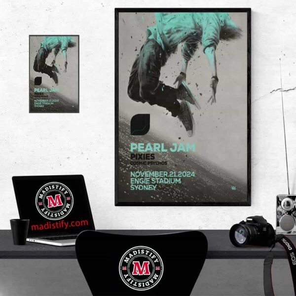 Pearl Jam With Pixies Cosmic Psychos On Nov 21st 2024 Event Poster At Engie Stadium Sydney By Sidney Waerts Home Decor Poster Canvas