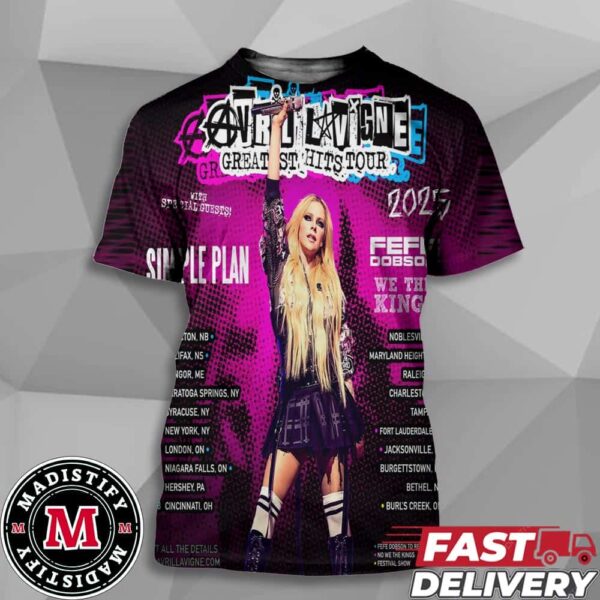 Avril Lavigne Greatest Hits Tour 2025 In The US And Canada Tour Dates Gift Fans Essentials All Over Print T-Shirt