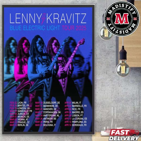 Blue Electric Light Tour 2025 Lenny Kravitz Tour Dates Gift Fans Home Decor Poster Canvas