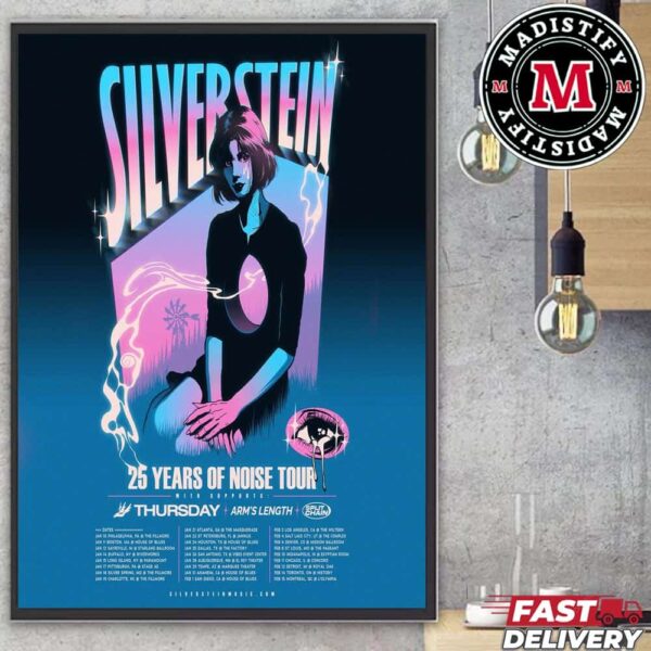 Silverstein Band 25 Years Of Noise Tour Date 2025 On Jan And Feb Home Decor Poster Canvas