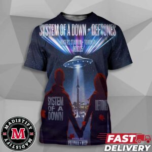 System Of A Down x Deftones Show At Rogers Stadium Toronto Official Poster On March 9th 2025 With Polyphia And Wisp Unisex All Over Print T-Shirt