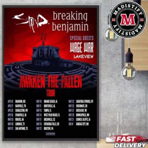 Awaken The Fallen Tour 2025 Staind And Breaking Benjamin Tour Date On Apr May And Jun With Wage War And Lakeview Home Decor Poster Canvas