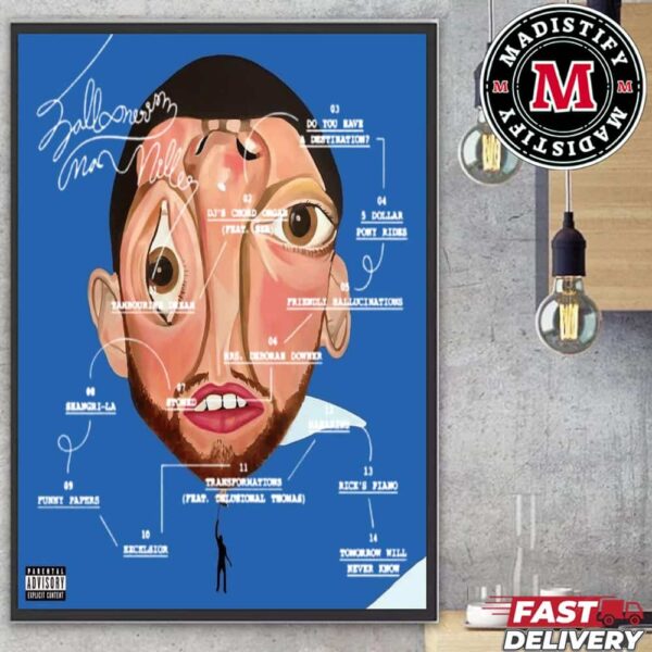 Mac Miller Balloonerism Full Tracklist Album Official Release On January 17th 2025 Home Decor Poster Canvas