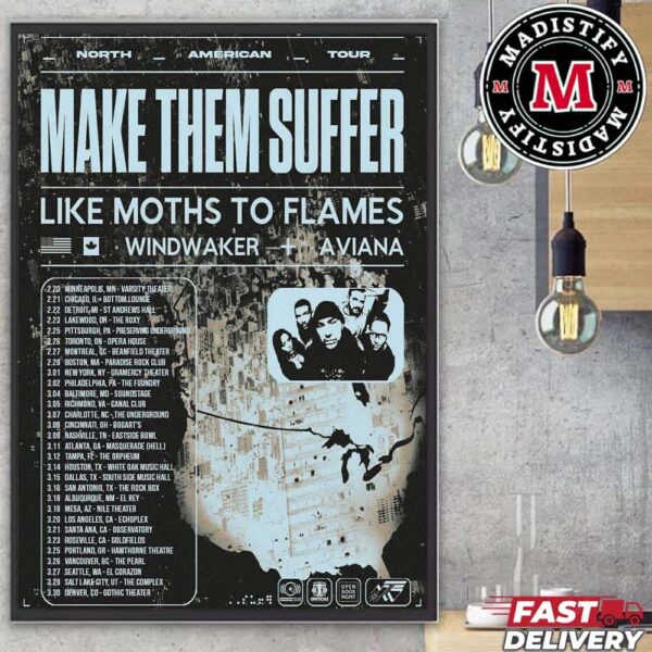 Make Them Suffer Tour In February And March Of 2025 Like Moths To Flames Tour Dates At USA and Canada With Windwaker x Aviana Home Decor Poster Canvas