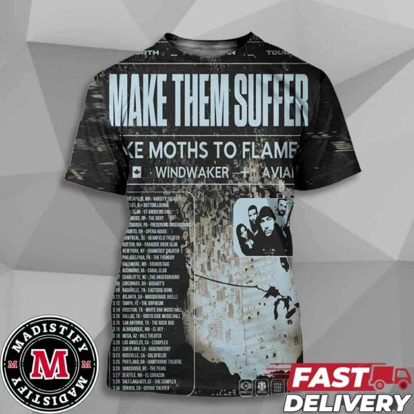 Make Them Suffer Tour In February And March Of 2025 Like Moths To Flames Tour Dates At USA and Canada With Windwaker x Aviana Unisex All Over Print T-Shirt