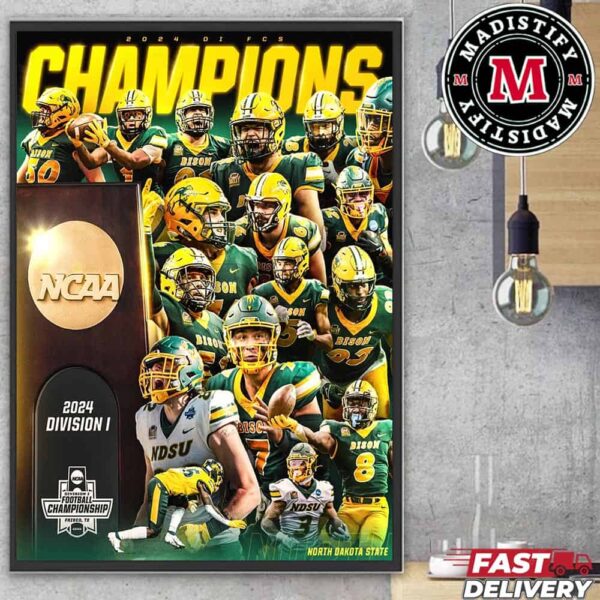 NDSU Football Champion National Championship NCAA 2024 Division I North Dakota State Bison Football Championship Home Decor Poster Canvas