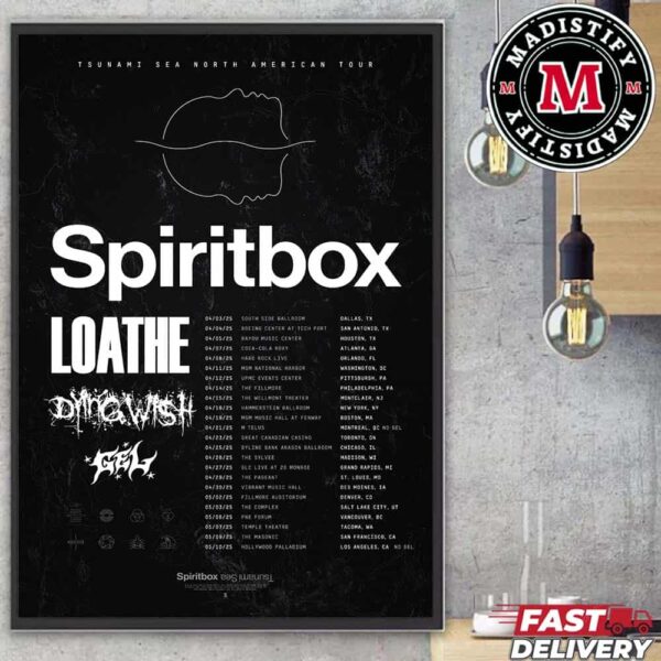 Spiritbox Tsunami Sea North American Tour 2025 Schedule List Dates Home Decor Poster Canvas