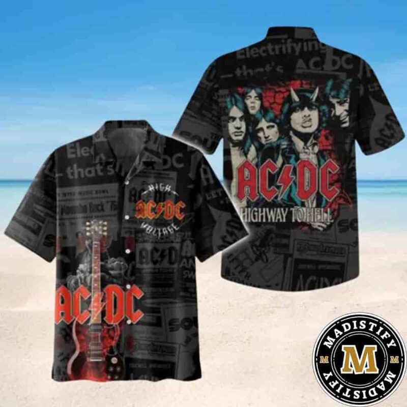 AC DC High Voltage Legends Merch 2025 Hawaiian Shirt And Beach Short ...