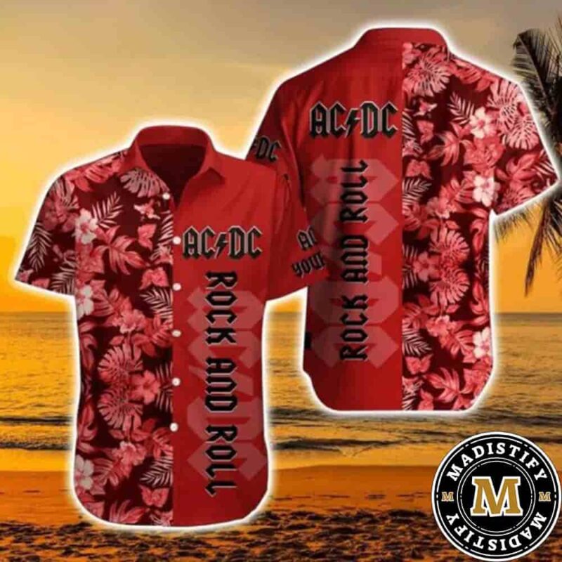 AC DC Red Rock and Roll Merch 2025 Hawaiian Shirt And Beach Short ...