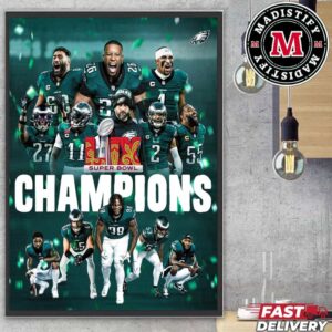 Eagles Philadelphia Football Champions 2025 Super Bowl LIX Home Decor Poster Canvas