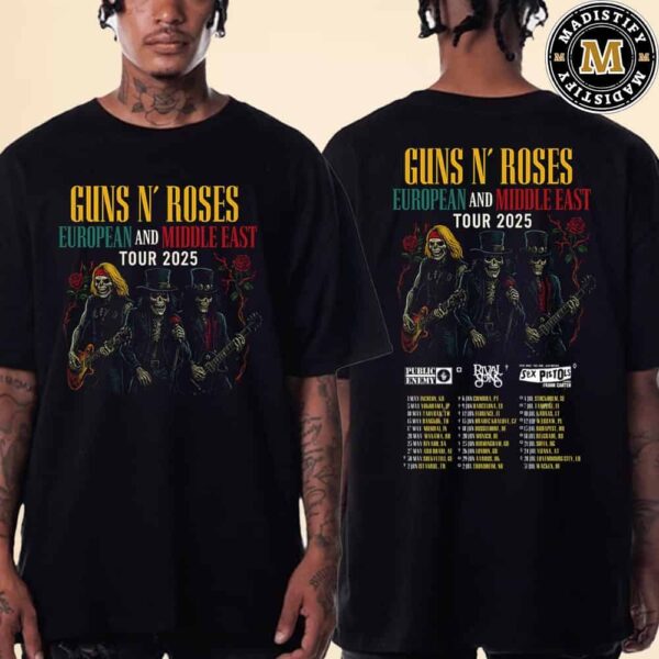 Guns N Roses European And Middle East Tour Dates 2025 Two Sides Merchandise 2025 Unisex T-Shirt