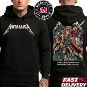 Metallica M72 Tampa Florida Night 1 Merch Hoodie Show At Raymond James Stadium On June 6th 2025 Art By Andrew Cremeans Two Sided Print Hoodie T-Shirt