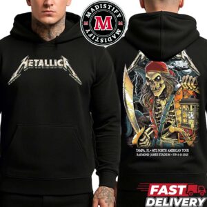 Metallica M72 Tampa Florida Night 2 Skeleton Pirate At Raymond James Stadium On June 8th 2025 Artwork By Andrew Cremeans Exclusive Two Sided Hoodie T-Shirt